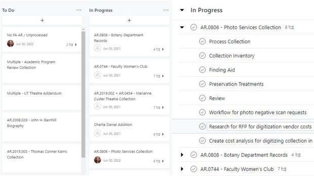 Screenshot of two views in Asana.